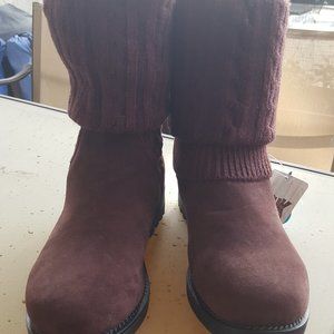 NEW Muk Luks Burgundy/wine Suede Knit Boots
